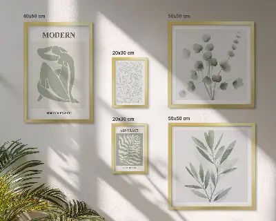 Pared galería de arte con elegantes motivos decorativos de plantas