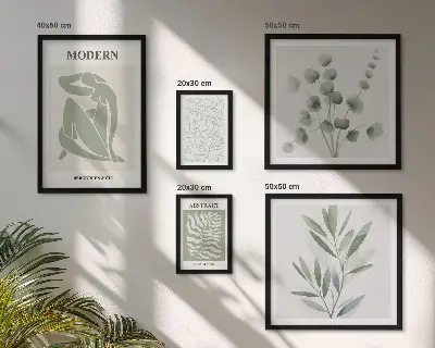 Pared galería de arte con elegantes motivos decorativos de plantas