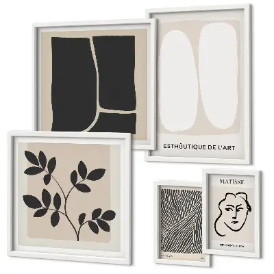Conjunto de cuadros decorativos con diseño de líneas minimalistas y gráficos elegantes