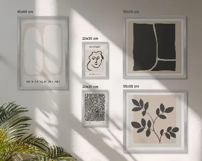 Conjunto de cuadros decorativos con diseño de líneas minimalistas y gráficos elegantes