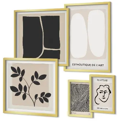 Conjunto de cuadros decorativos con diseño de líneas minimalistas y gráficos elegantes