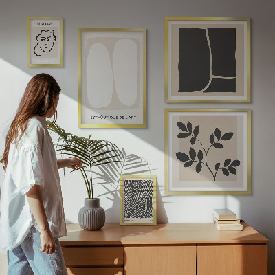 Conjunto de cuadros decorativos Líneas minimalistas con gráficos elegantes