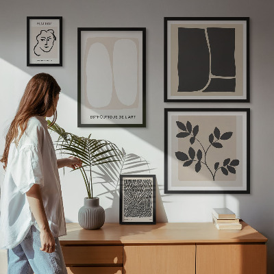 Conjunto de cuadros decorativos Líneas minimalistas con gráficos elegantes