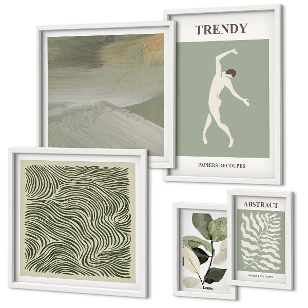 Set de 5 cuadros para salón Plantas abstractas con estilo