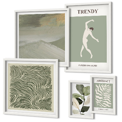 Set de 5 cuadros para salón Plantas abstractas con estilo