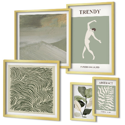 Set de 5 cuadros para salón Plantas abstractas con estilo