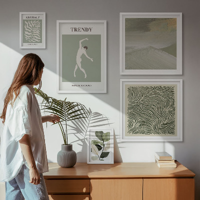 Set de 5 cuadros para salón Plantas abstractas con estilo