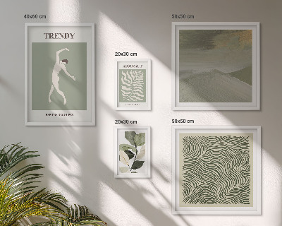 Set de 5 cuadros para salón Plantas abstractas con estilo