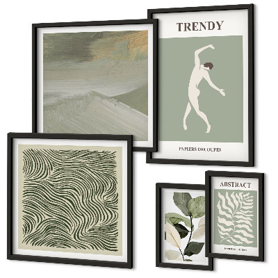 Set de 5 cuadros para salón Plantas abstractas con estilo