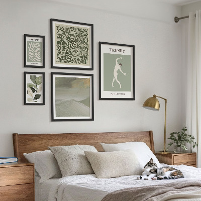 Set de 5 cuadros para salón Plantas abstractas con estilo