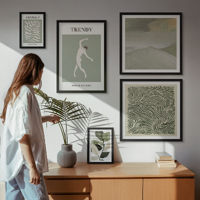 Set de 5 cuadros para salón Plantas abstractas con estilo