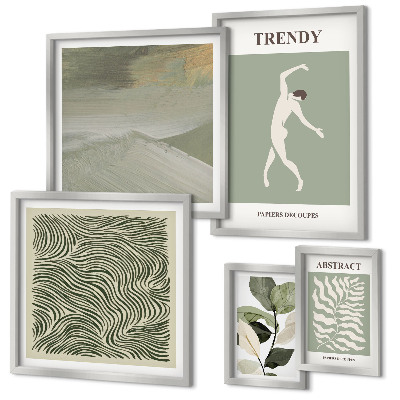 Set de 5 cuadros para salón Plantas abstractas con estilo