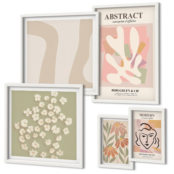 Pared galería de arte Elegantes flores abstractas para interiores