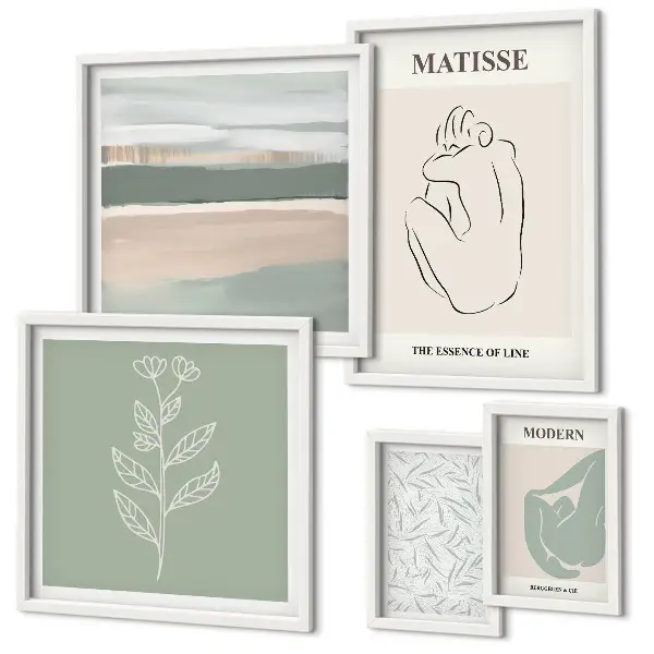 Conjunto de cuadros decorativos con diseños de gráficos de plantas