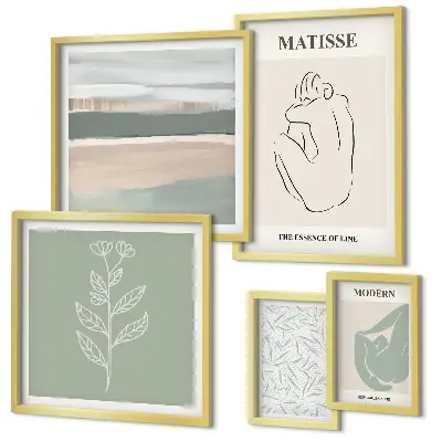 Conjunto de cuadros decorativos con diseños de gráficos de plantas