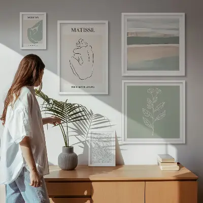 Conjunto de cuadros decorativos con diseños de gráficos de plantas