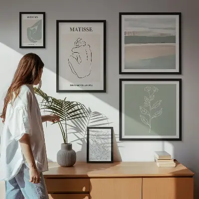 Conjunto de cuadros decorativos con diseños de gráficos de plantas