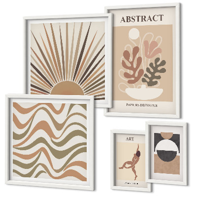 Set de 5 cuadros para salón Abstracciones vegetales con estilo
