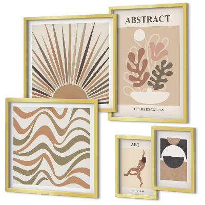 Set de 5 cuadros para salón Abstracciones vegetales con estilo