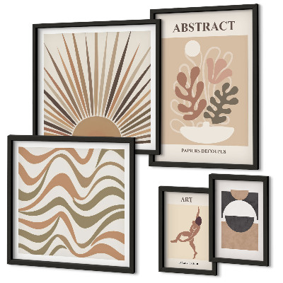 Set de 5 cuadros para salón Abstracciones vegetales con estilo