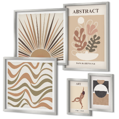 Set de 5 cuadros para salón Abstracciones vegetales con estilo