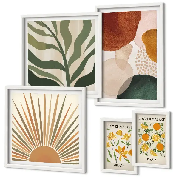 Conjunto de cuadros decorativos con diseño de geometría de plantas
