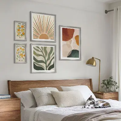 Conjunto de cuadros decorativos con diseño de geometría de plantas