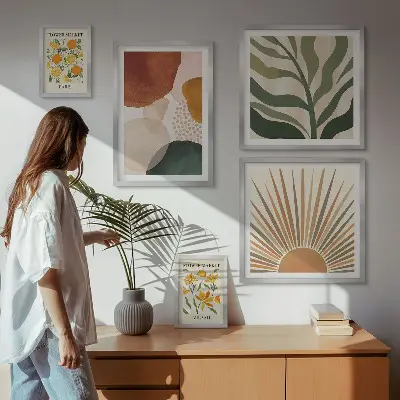 Conjunto de cuadros decorativos con diseño de geometría de plantas