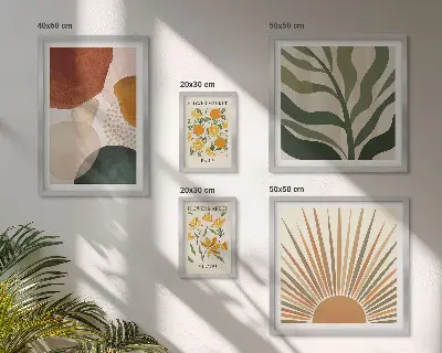 Conjunto de cuadros decorativos con diseño de geometría de plantas