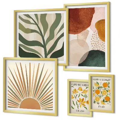 Conjunto de cuadros decorativos con diseño de geometría de plantas