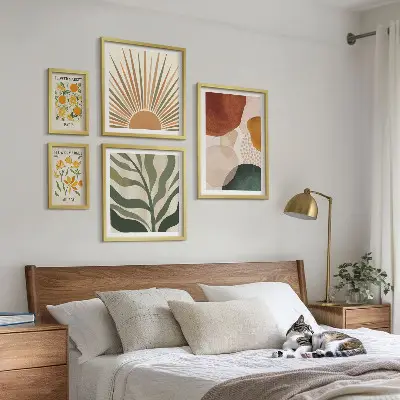 Conjunto de cuadros decorativos con diseño de geometría de plantas