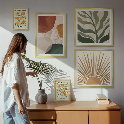 Conjunto de cuadros decorativos con diseño de geometría de plantas
