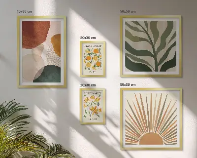 Conjunto de cuadros decorativos con diseño de geometría de plantas