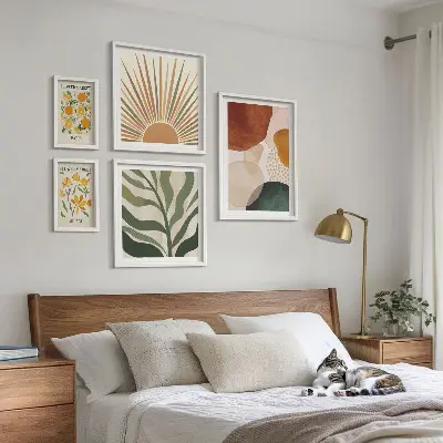 Conjunto de cuadros decorativos con diseño de geometría de plantas