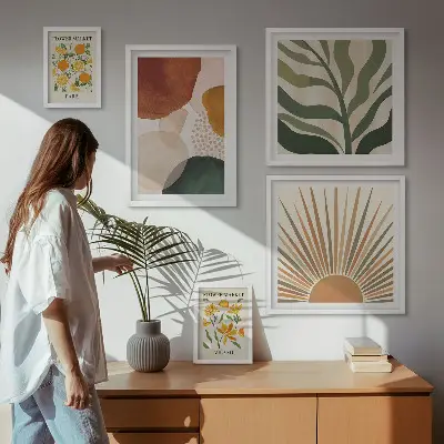 Conjunto de cuadros decorativos con diseño de geometría de plantas