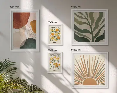 Conjunto de cuadros decorativos con diseño de geometría de plantas