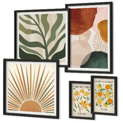 Conjunto de cuadros decorativos con diseño de geometría de plantas