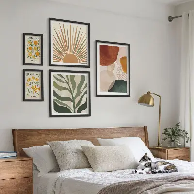 Conjunto de cuadros decorativos con diseño de geometría de plantas