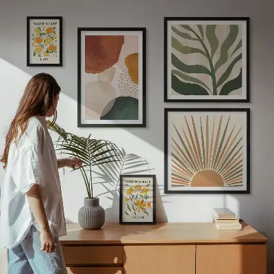 Conjunto de cuadros decorativos con diseño de geometría de plantas
