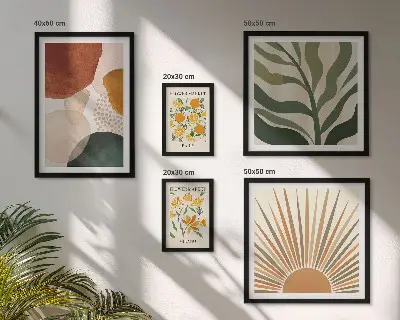 Conjunto de cuadros decorativos con diseño de geometría de plantas