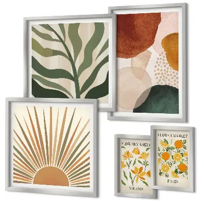Conjunto de cuadros decorativos con diseño de geometría de plantas
