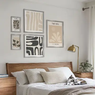 Set de 5 cuadros para salón con elegantes motivos de plantas
