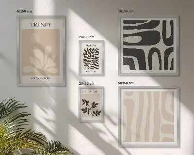 Set de 5 cuadros para salón con elegantes motivos de plantas