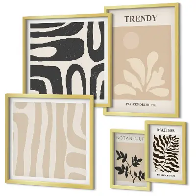 Set de 5 cuadros para salón con elegantes motivos de plantas