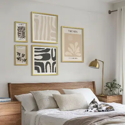 Set de 5 cuadros para salón con elegantes motivos de plantas