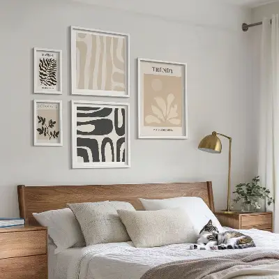 Set de 5 cuadros para salón con elegantes motivos de plantas