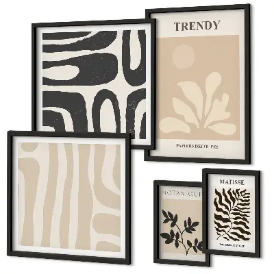 Set de 5 cuadros para salón con elegantes motivos de plantas