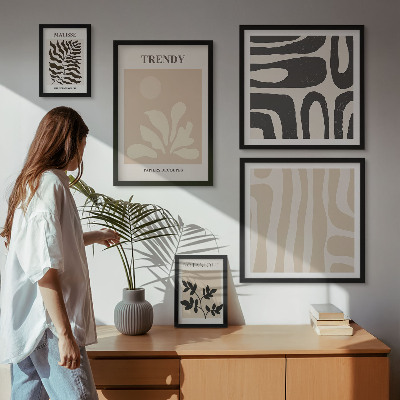 Set de 5 cuadros para salón Elegantes motivos decorativos de plantas