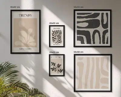 Set de 5 cuadros para salón con elegantes motivos de plantas