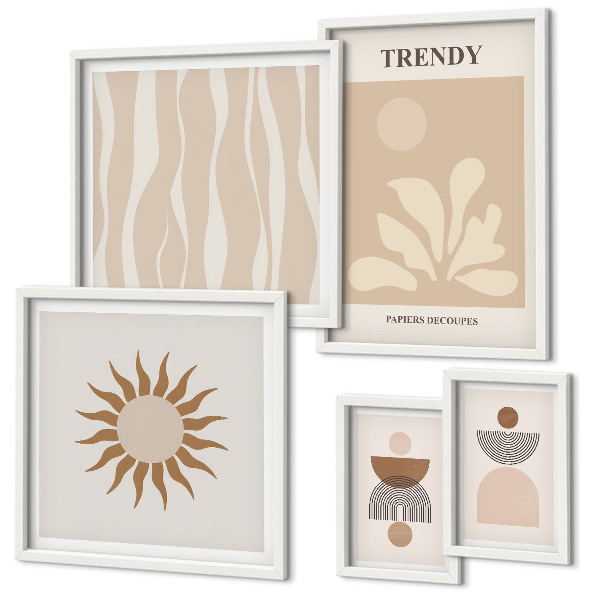 Set de 5 cuadros para salón Decoraciones abstractas con estilo